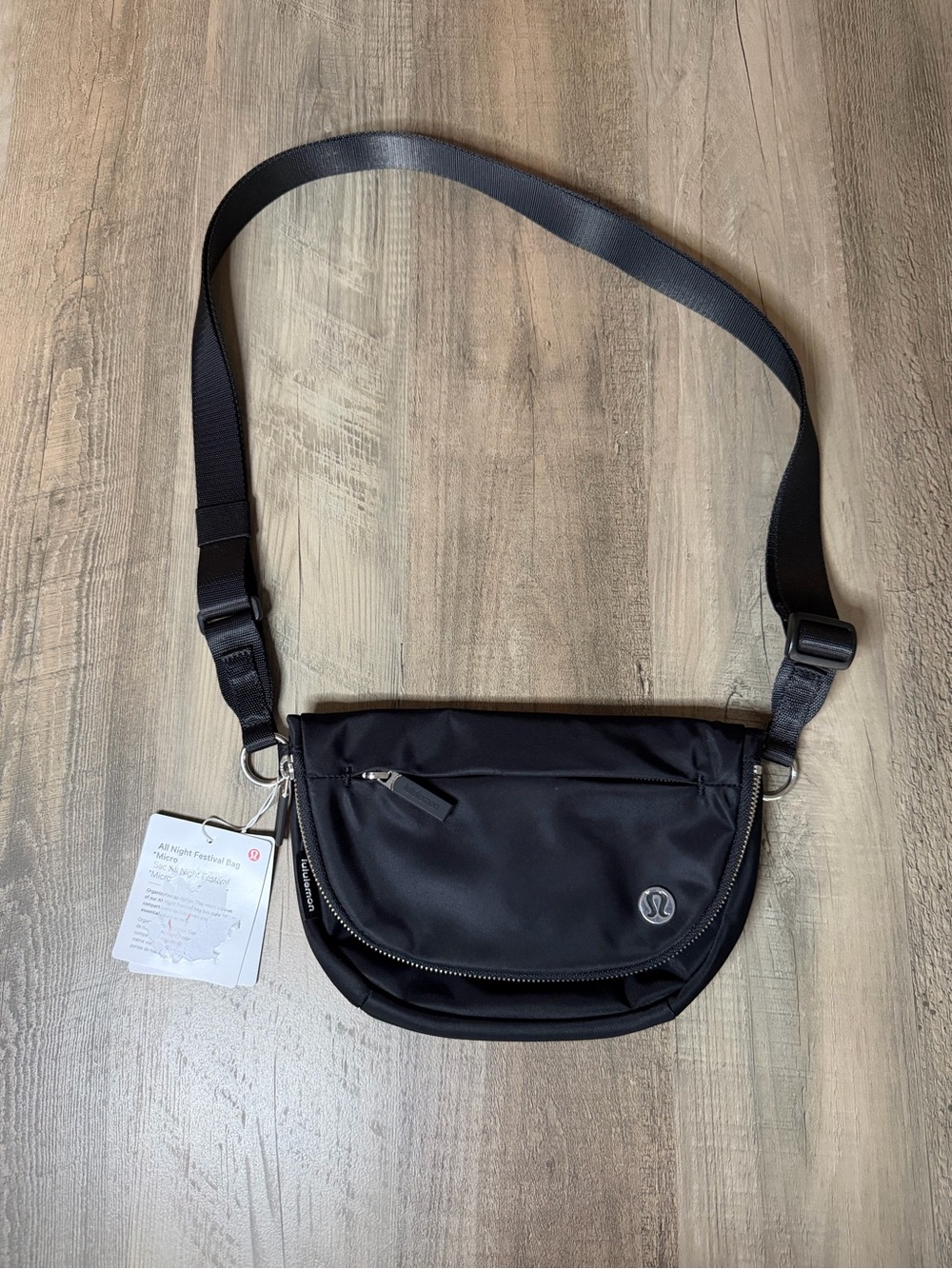 RARE NWT Lululemon All Night Festival Bag *Micro *black & silver*🖤🩶